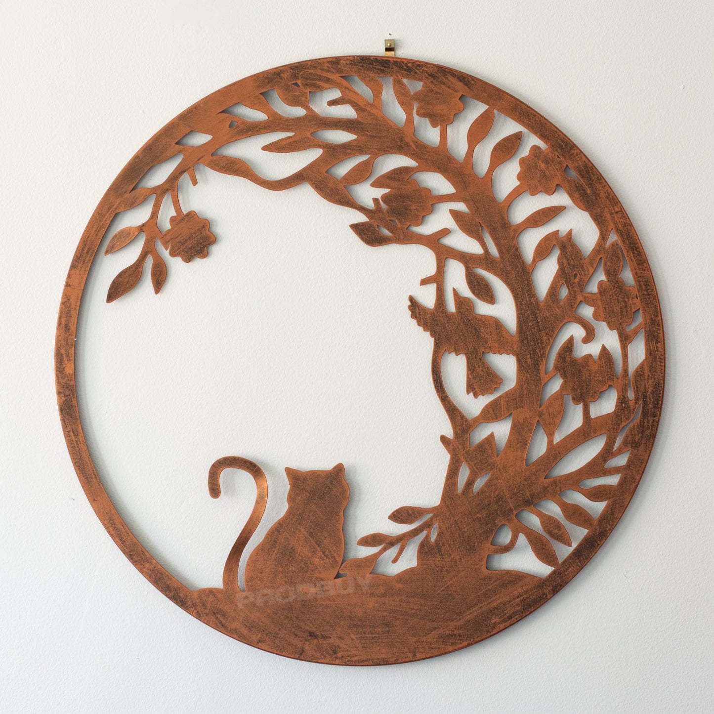 Cat & Bird 50cm Metal Wall Art