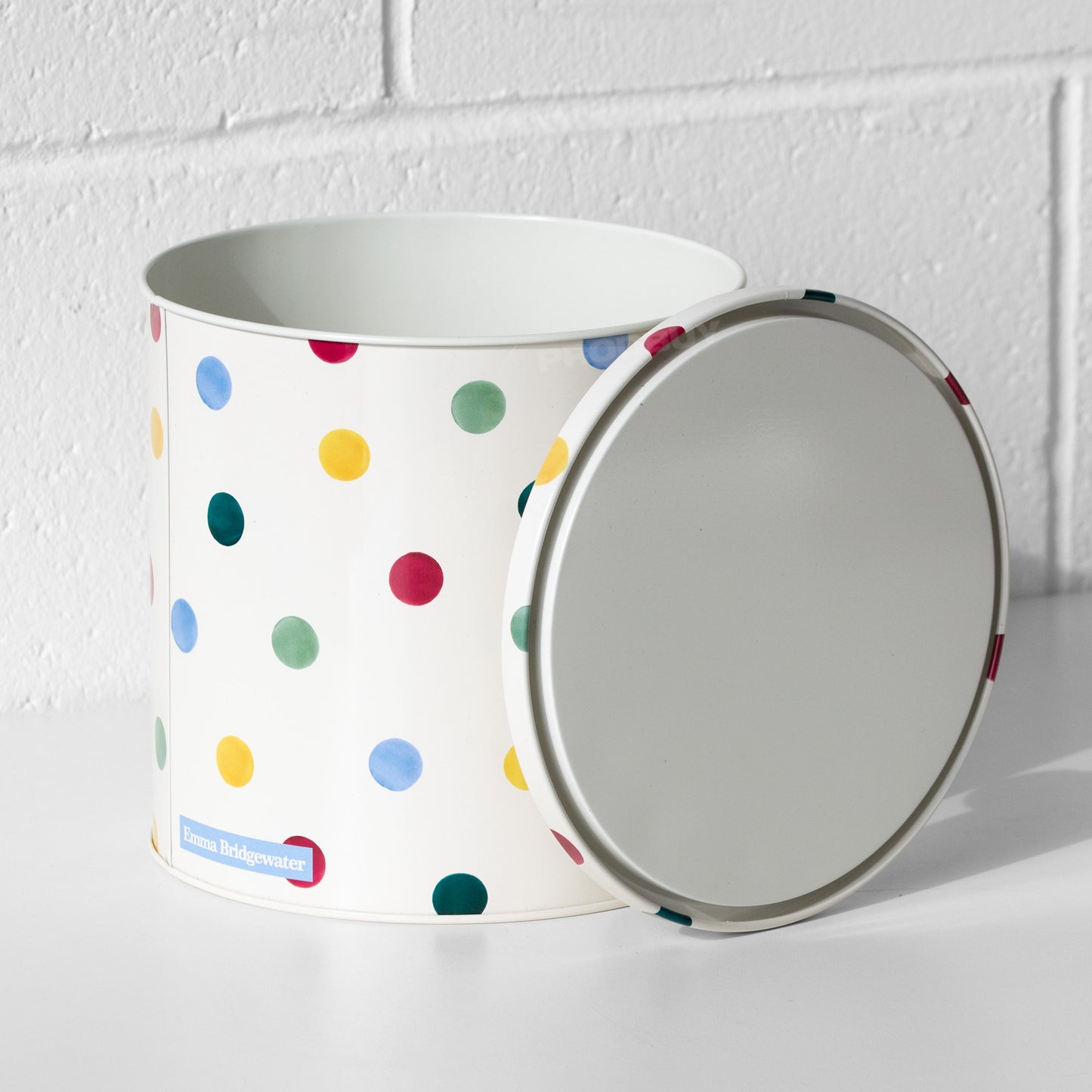 Large Cream Polka Dot Biscuit Barrel Tin