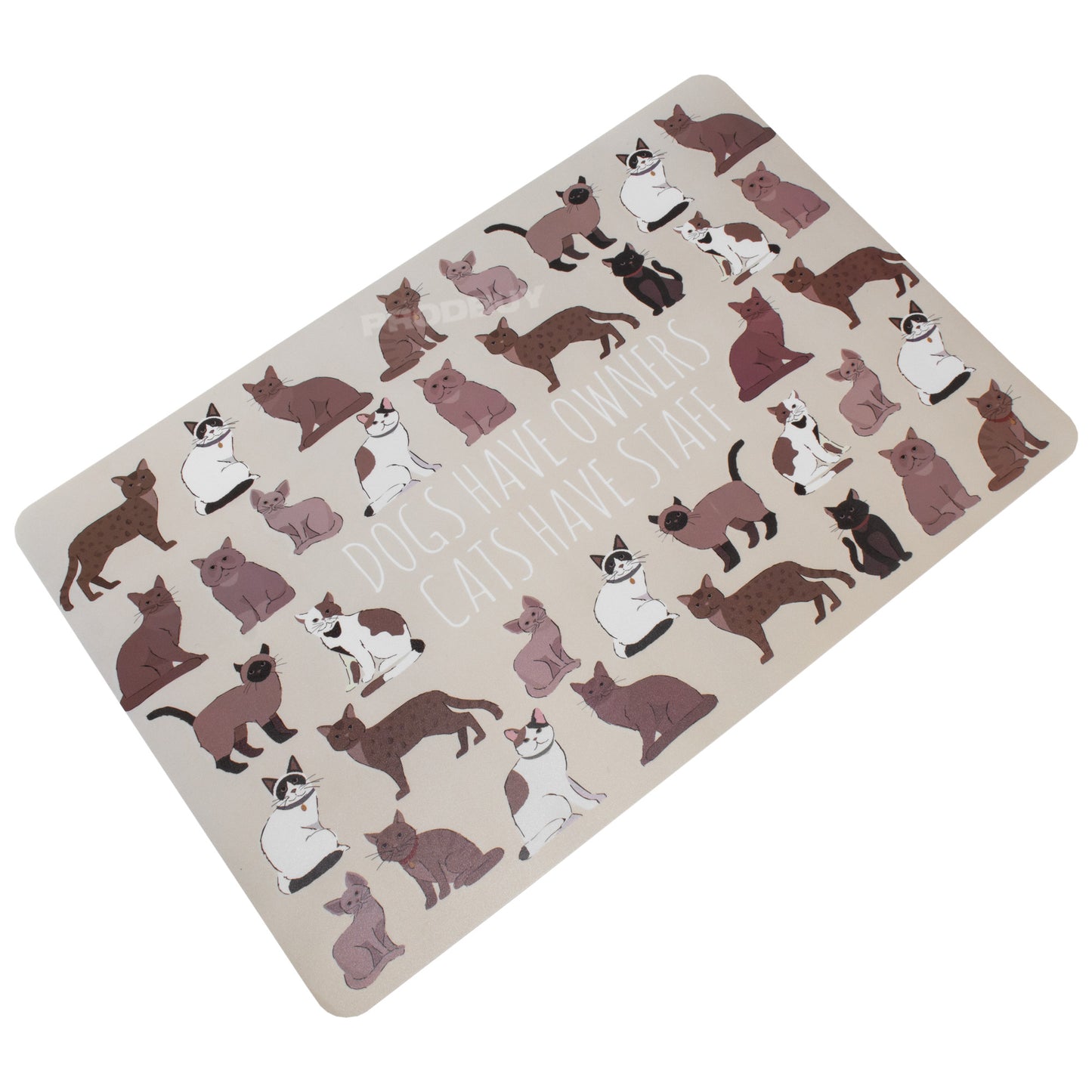 Set of 3 Large 43cm Beige Cat Feeding Placemats