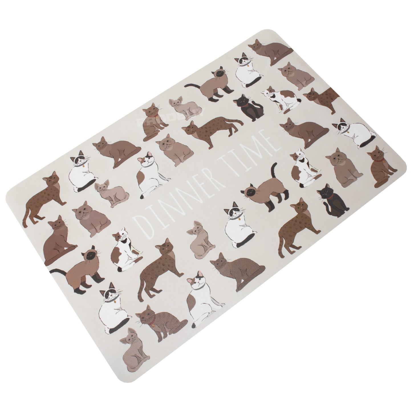 Set of 3 Large 43cm Beige Cat Feeding Placemats