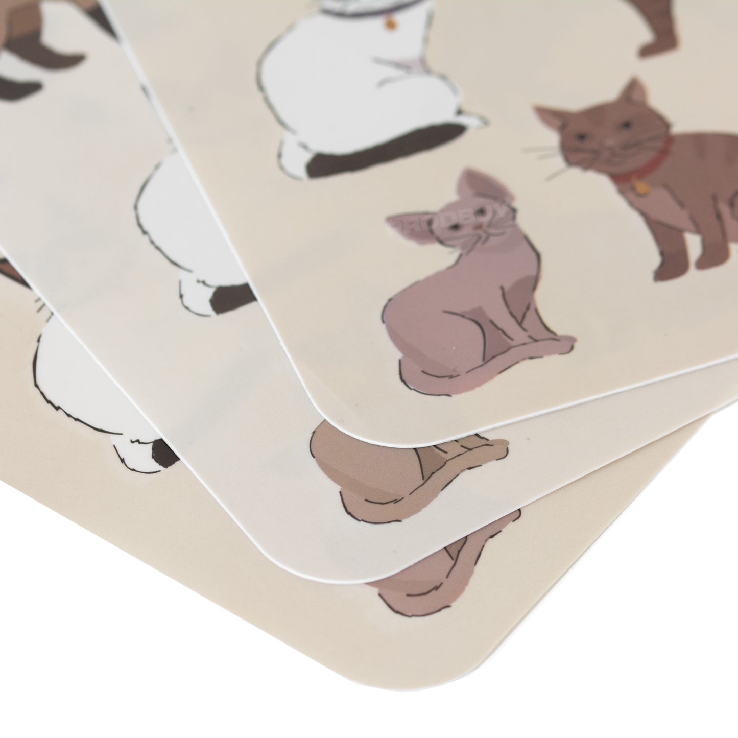 Set of 3 Large 43cm Beige Cat Feeding Placemats