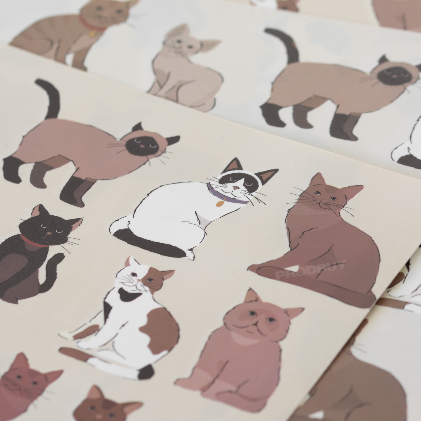 Set of 3 Large 43cm Beige Cat Feeding Placemats