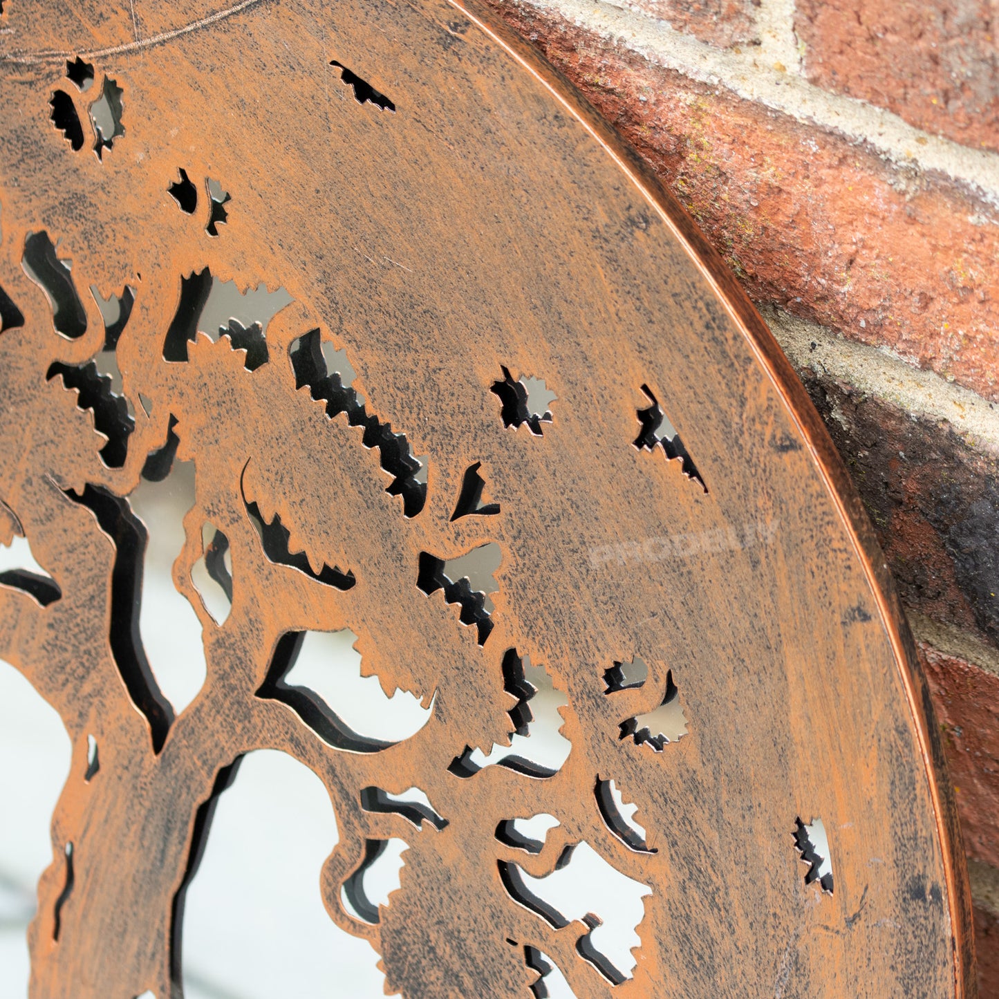 Tree of Life Silhouette Garden Mirror 50cm Large Round Bronze
