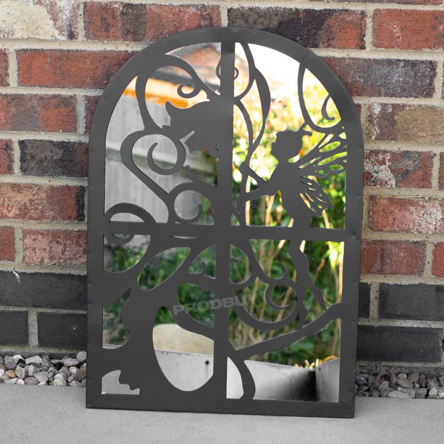 Black Fairy Silhouette Garden Mirror 60cm Large Window Arch