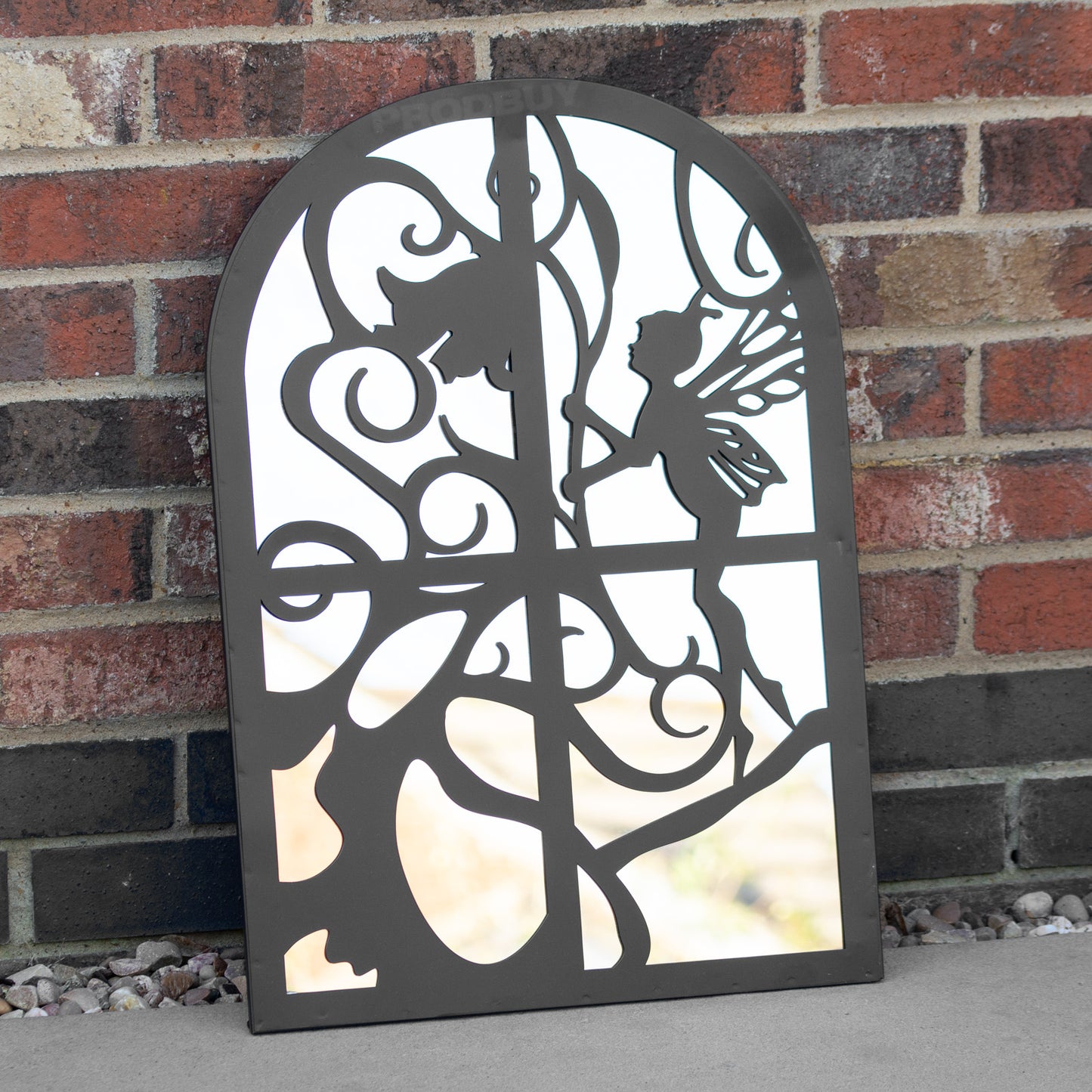 Black Fairy Silhouette Garden Mirror 60cm Large Window Arch