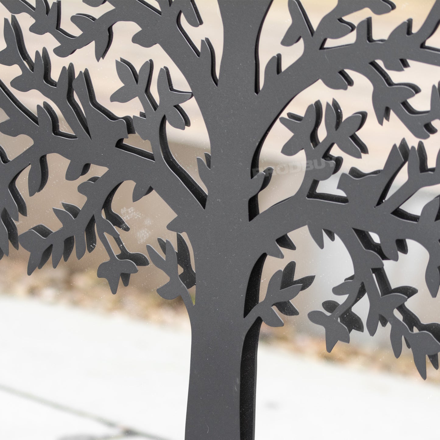 Tree of Life Black Silhouette Garden Mirror 70cm Large Round