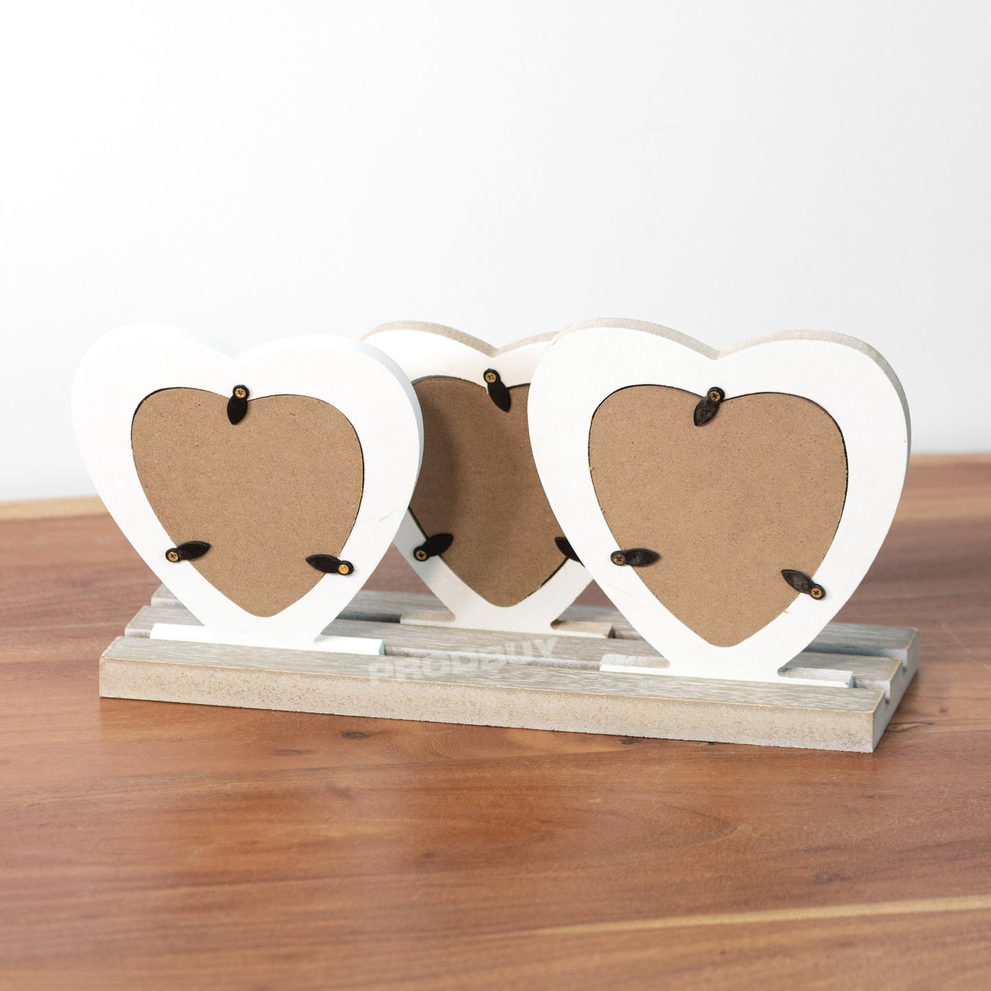 Triple Heart Standing Photo Wooden Multi Picture Frame