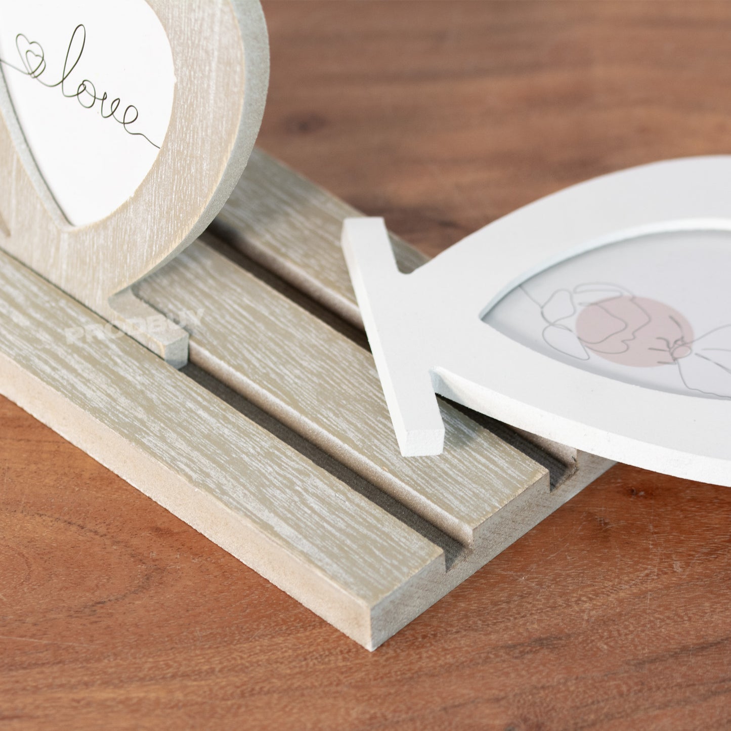 Triple Heart Standing Photo Wooden Multi Picture Frame