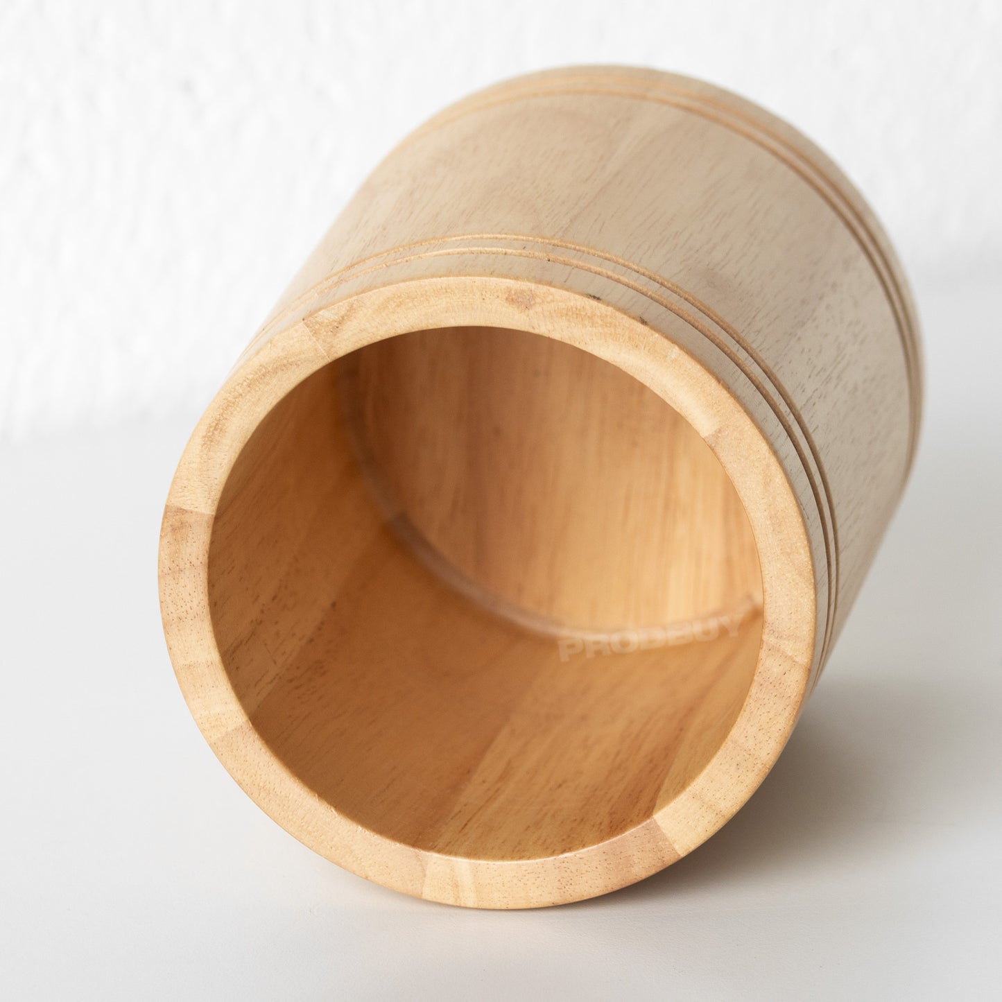 Round Wooden Kitchen Utensil Holder Pot