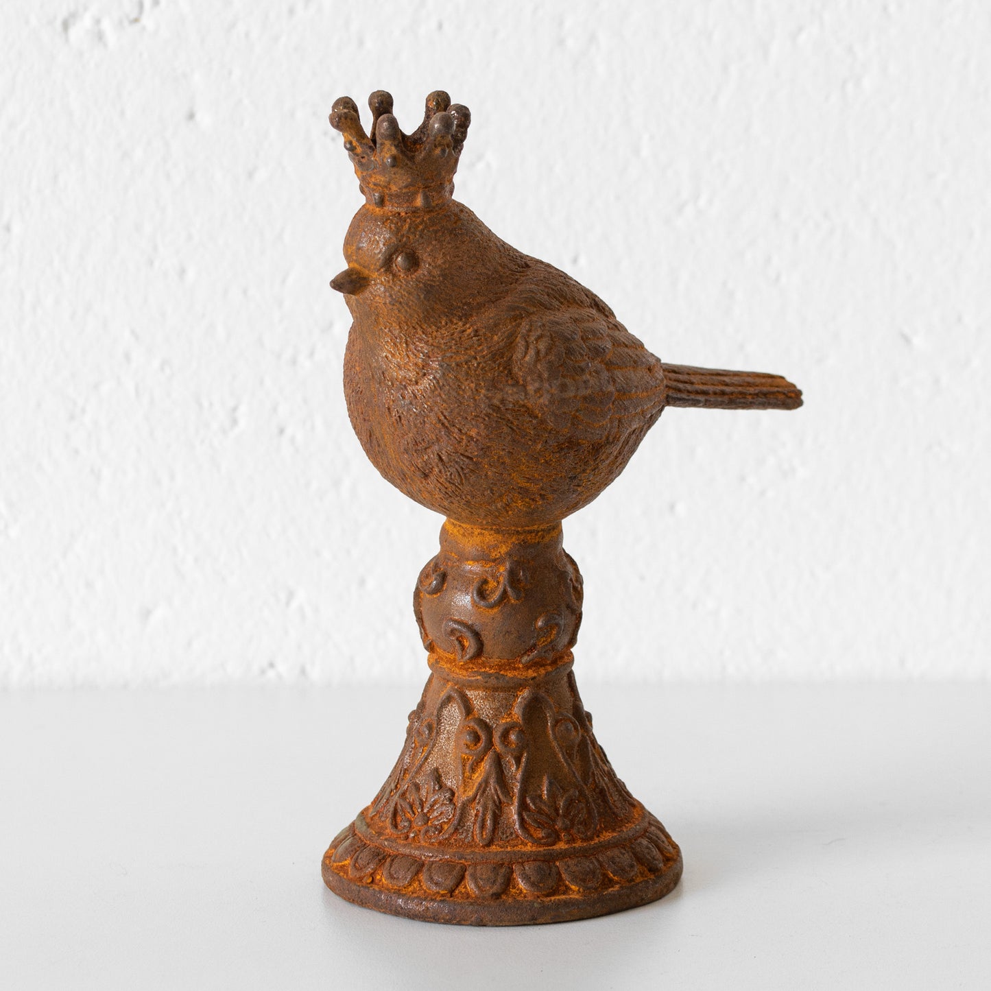 Rusty Bird with Pointy Crown Garden Statue