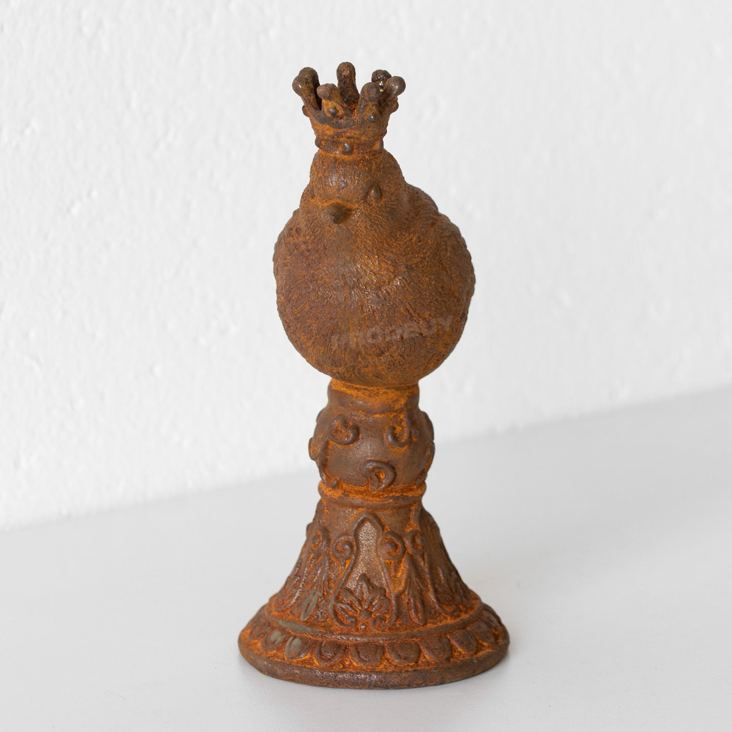Rusty Bird with Pointy Crown Garden Statue