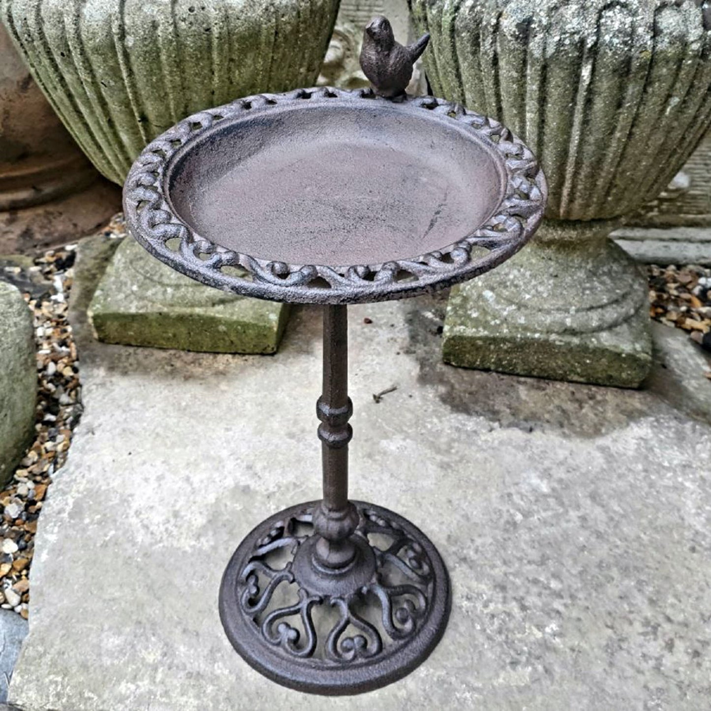 Cast Iron 38cm Tall Bird Bath Feeder for Small Birds