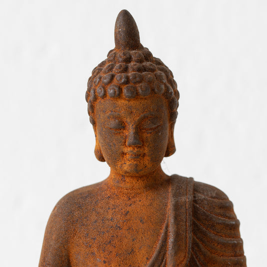Small Sitting Buddha Rusty Cast Iron Ornament