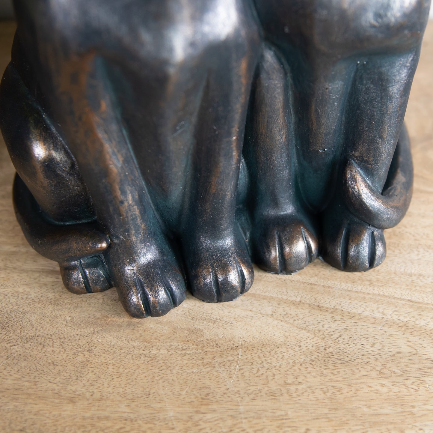 Preening Cat Couple Love Statue 35cm Tall Antique Bronze Effect Finish