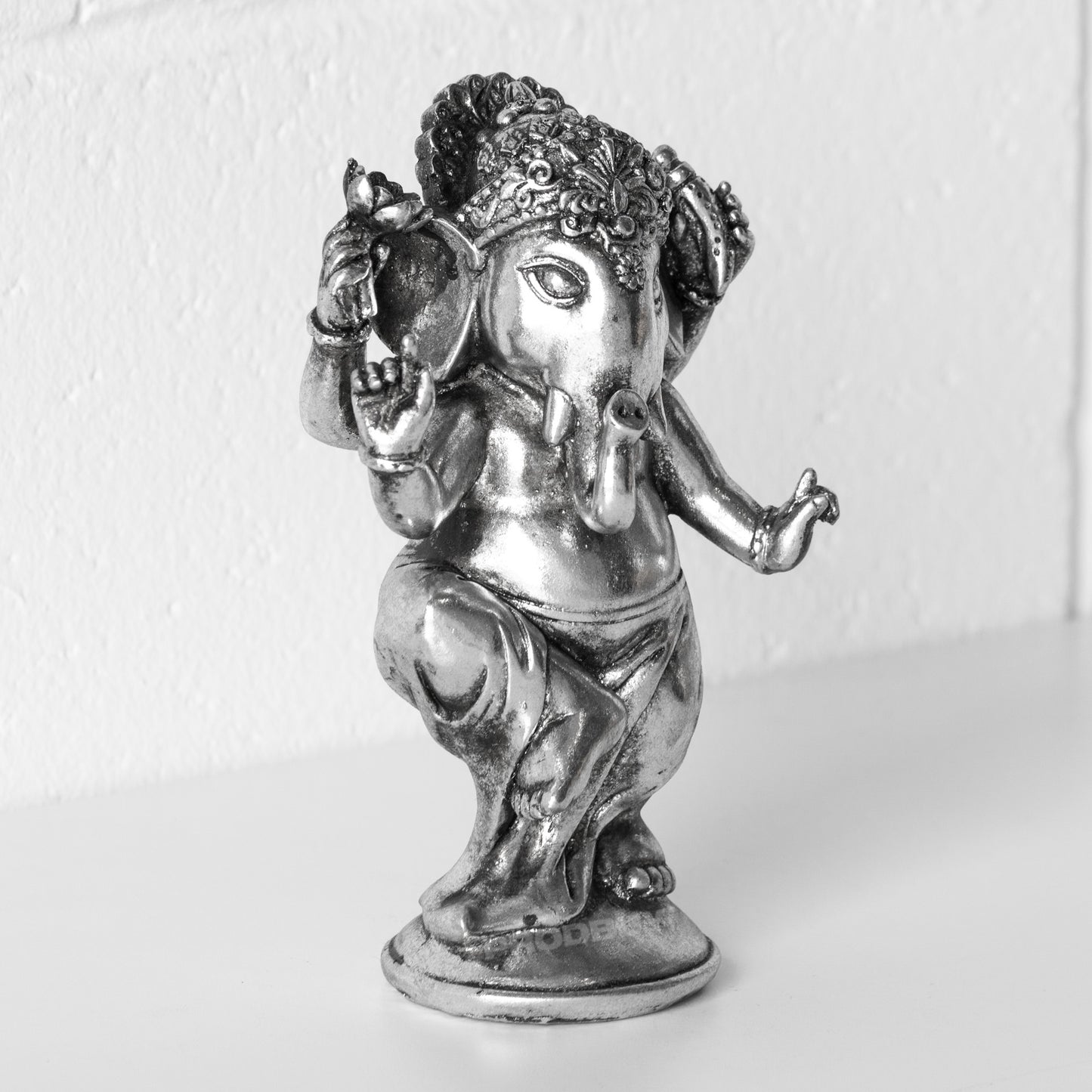 Silver Dancing Ganesh 19cm Resin Ornament