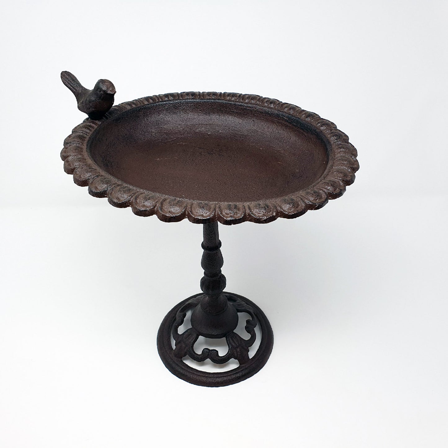 Oval Bird Bath Cast Iron Ornate Small Feeder Stand