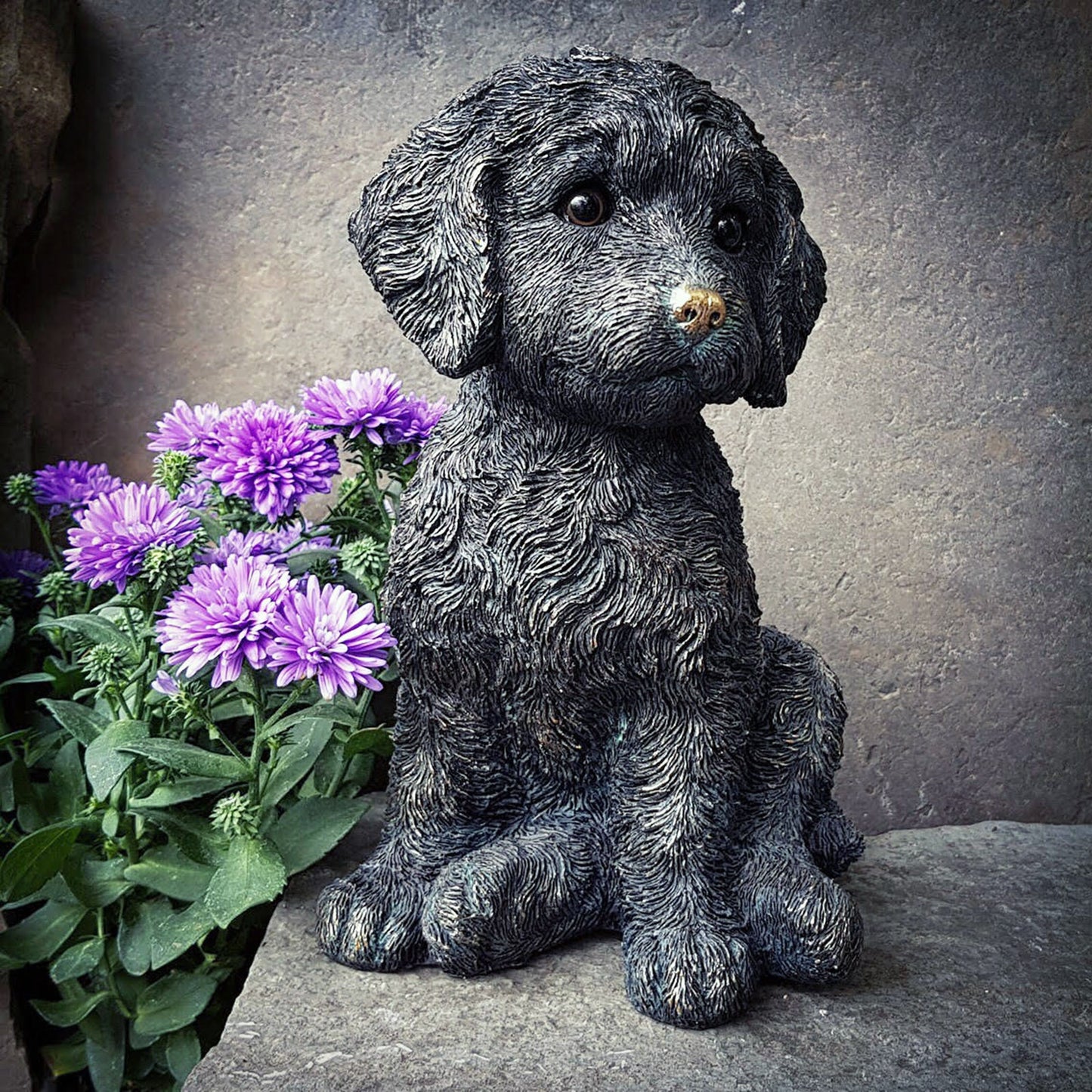 Sitting Cockapoo Sculpture 19cm Resin Aged Bronze Effect Finish