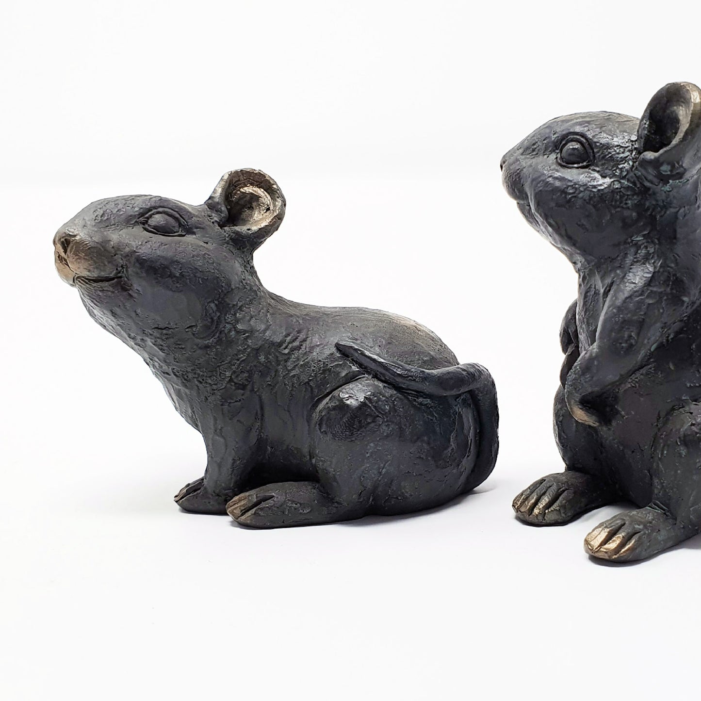 Set of 2 Small Cute Mice Ornaments Resin Mouse Sculpture