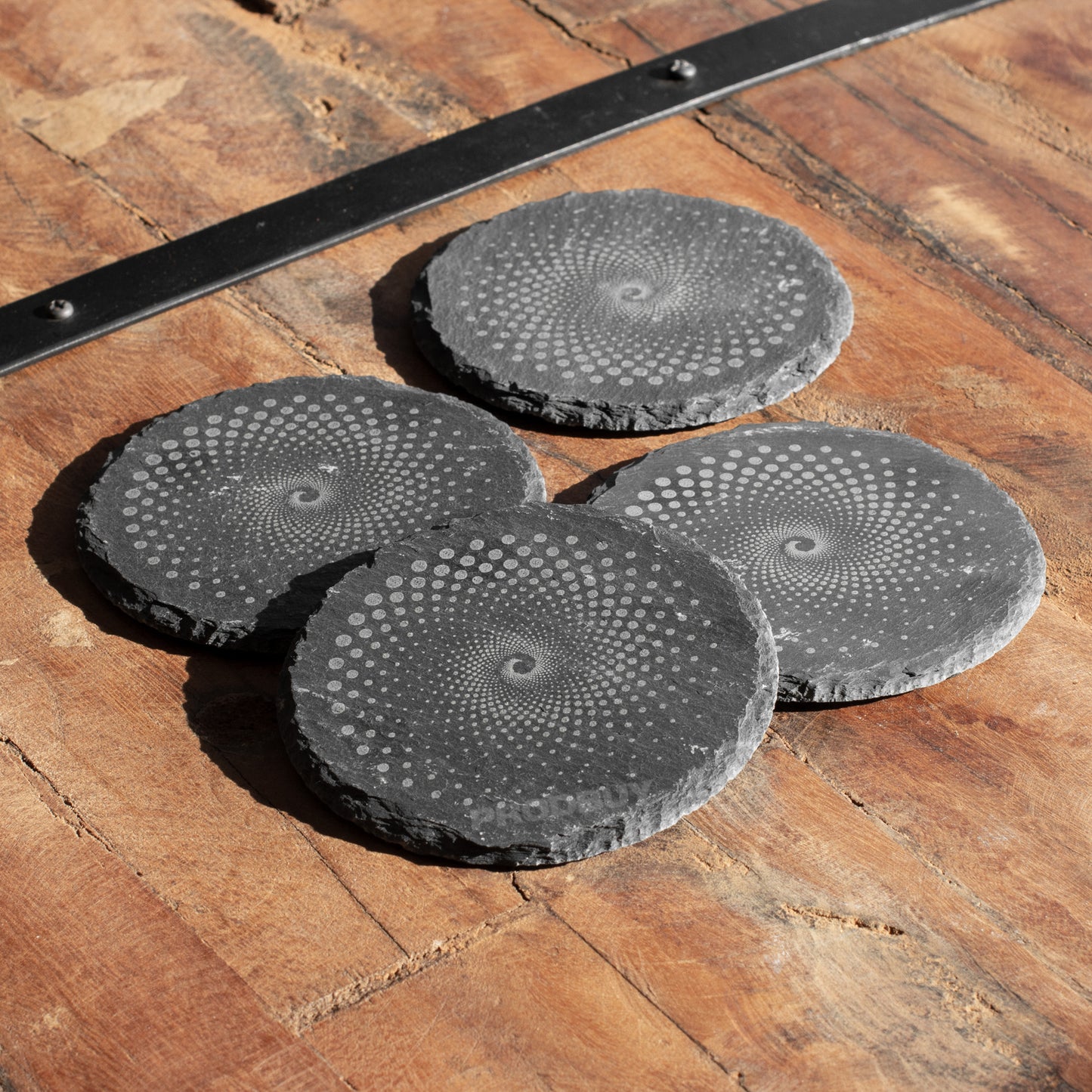 Pack of 4 Round Spiral Slate Coasters