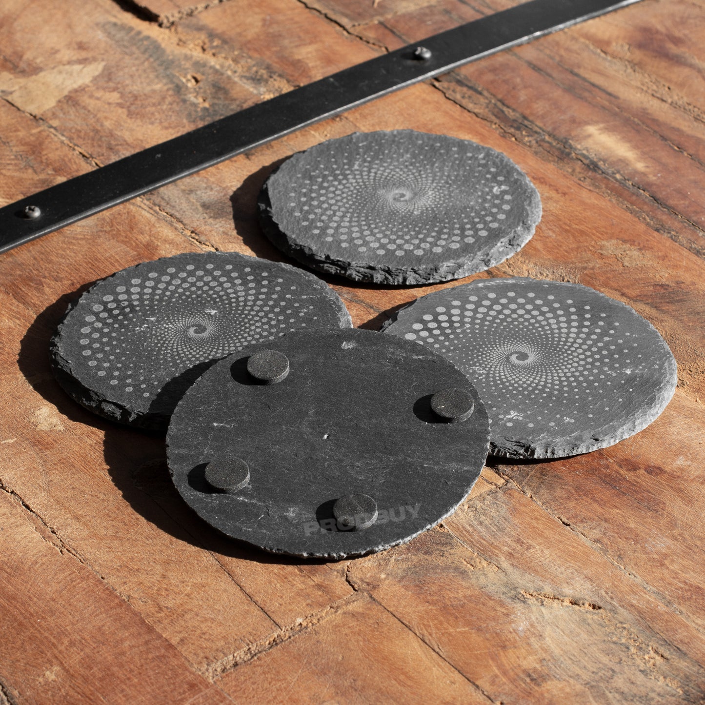 Pack of 4 Round Spiral Slate Coasters