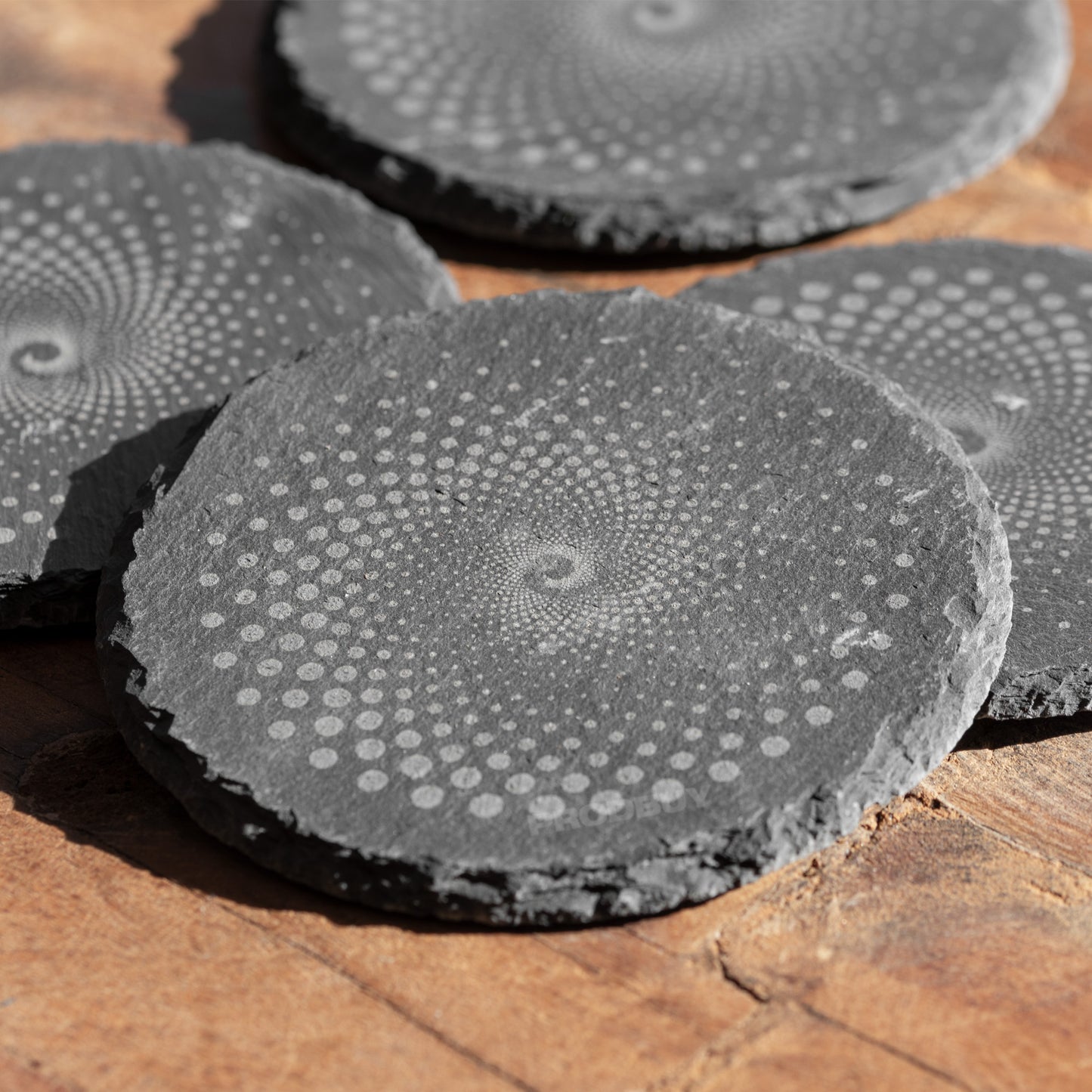 Pack of 4 Round Spiral Slate Coasters