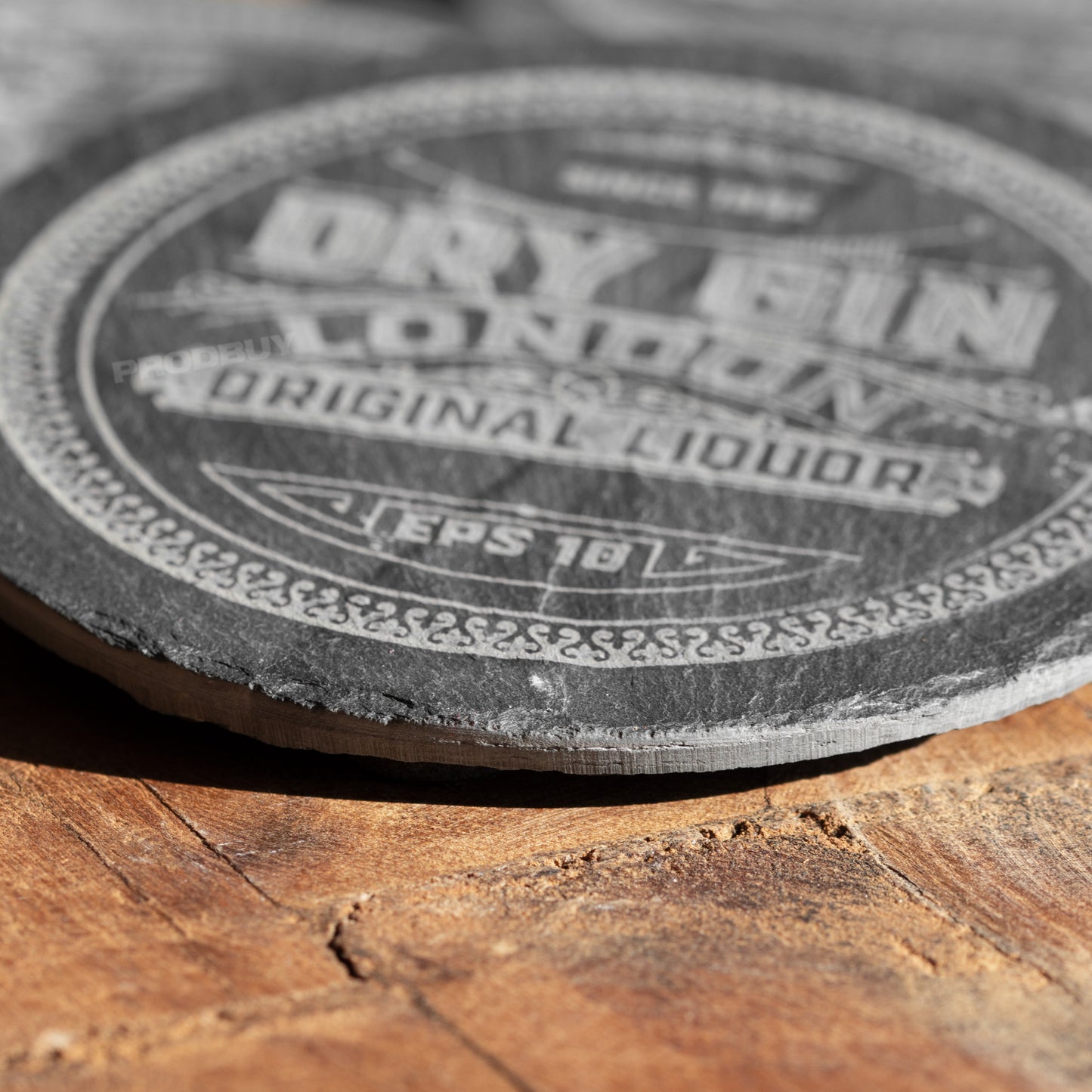 Pack of 4 Round 'Dry Gin' Slate Coasters