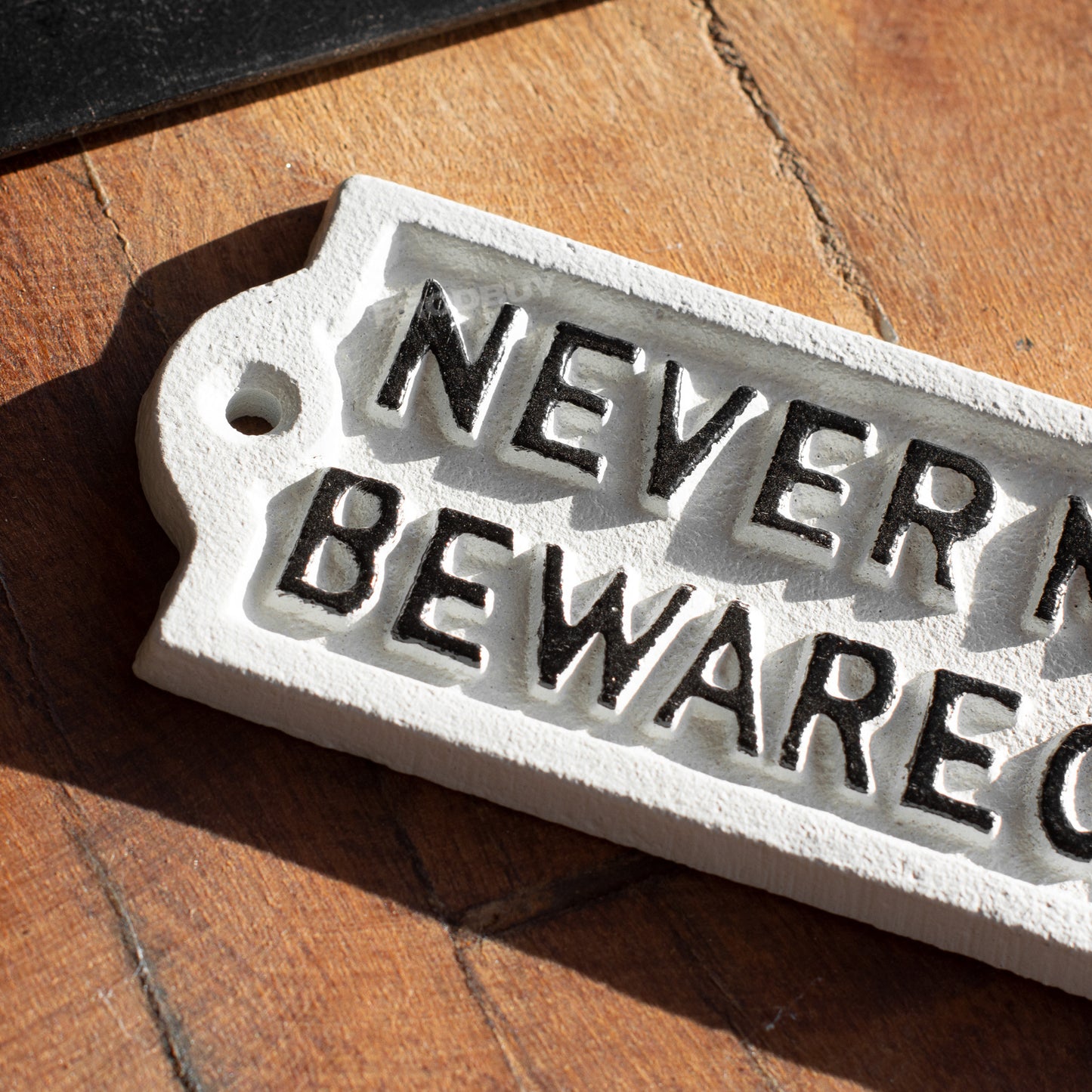 Cast Iron 'Never Mind The Dog' Garden Wall Sign