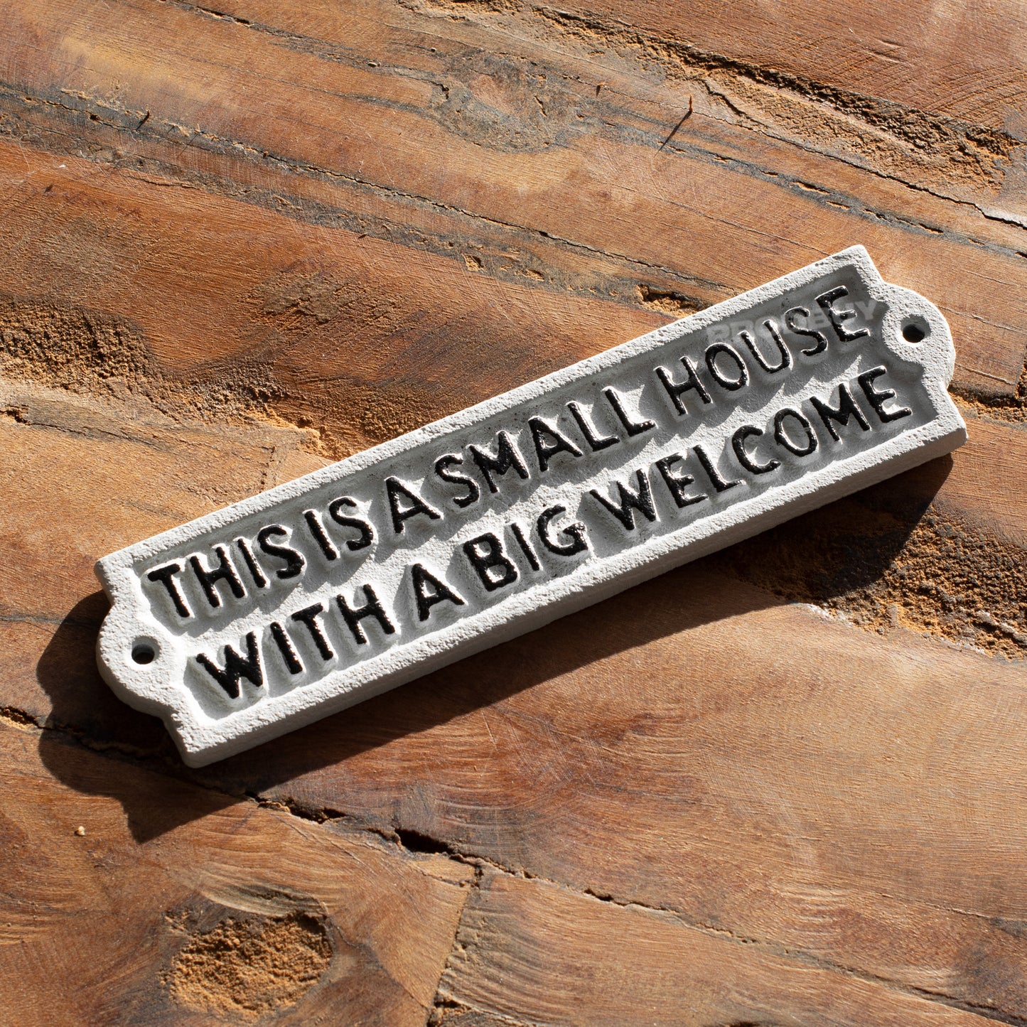 White 'Small House Big Welcome' Cast Iron Wall Sign