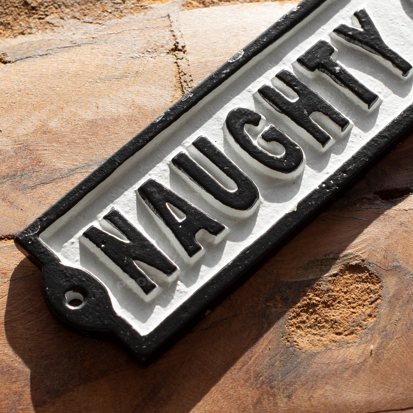 Cast Iron 'Naughty Corner' Garden Wall Sign