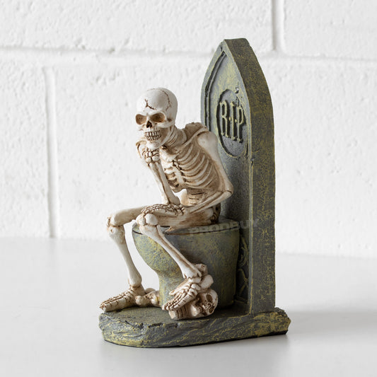 Resin 'Skeleton On The Loo' Decorative Ornament