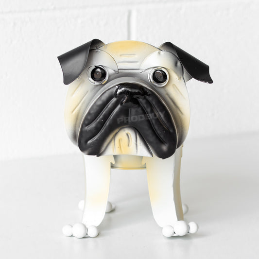 Nodding Pug Dog Metal Garden Plant Pot