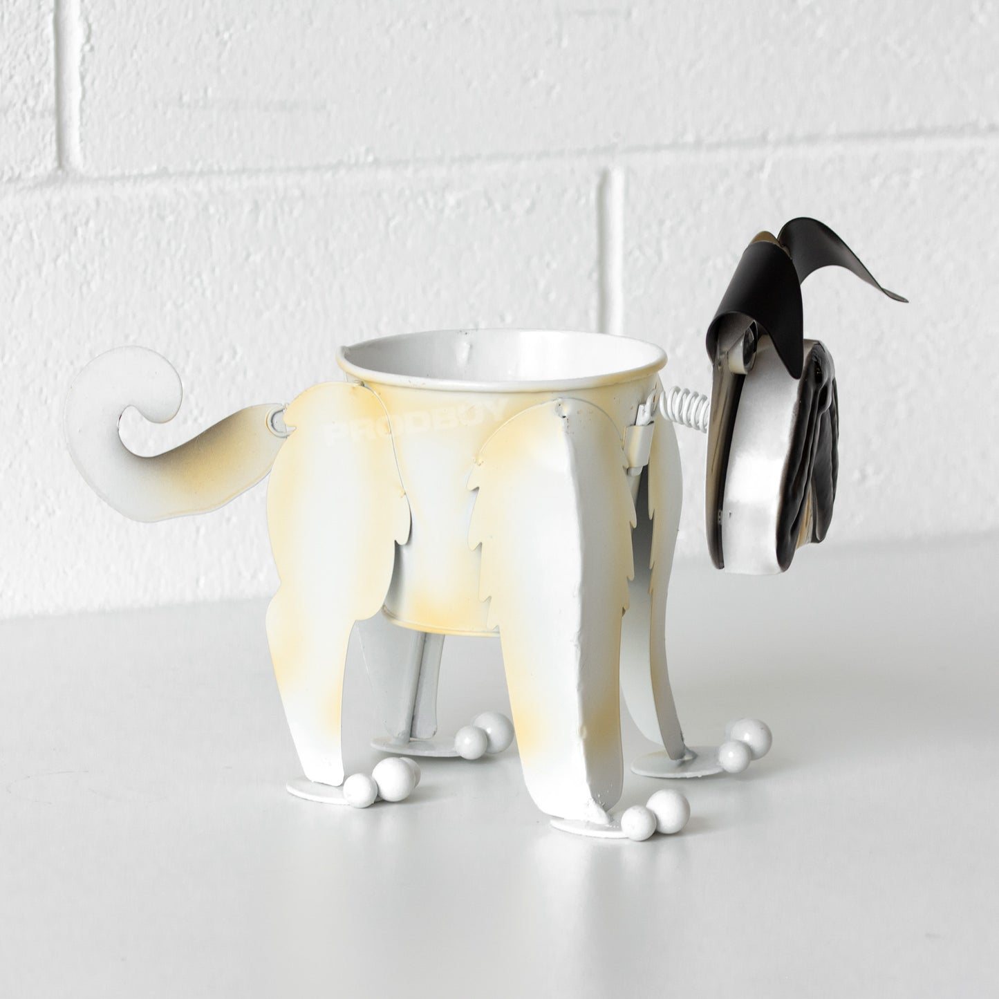 Nodding Pug Dog Metal Garden Plant Pot