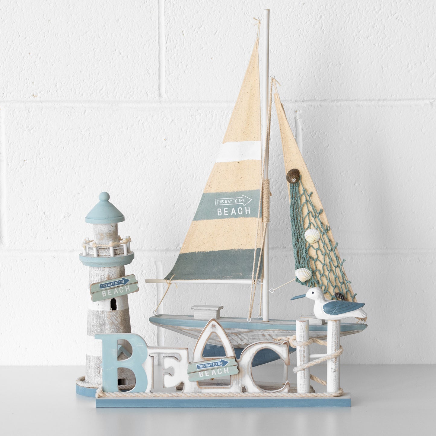 Set of 3 Wooden Seaside Decorative Ornaments