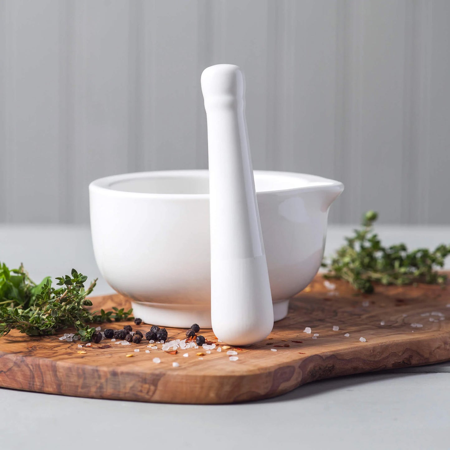 White 14cm Porcelain Mortar & Pestle Set