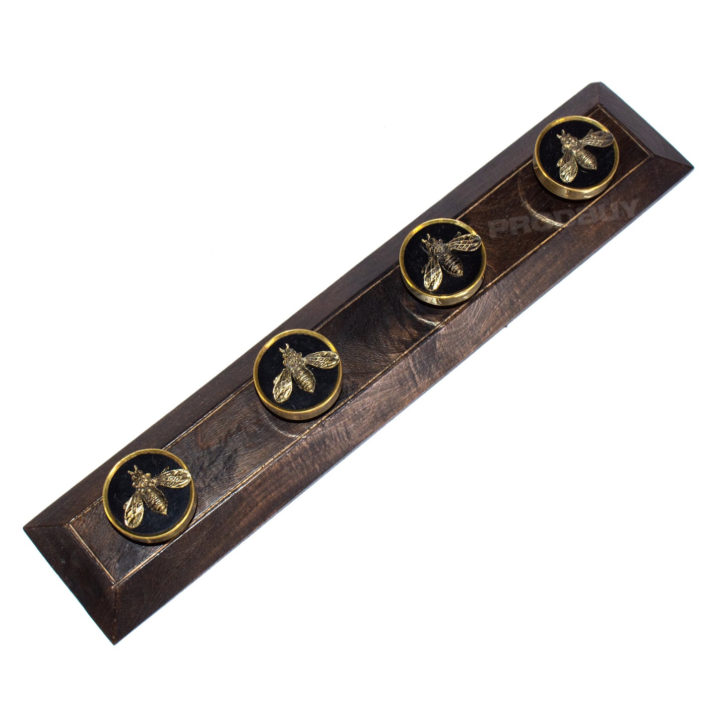 Gold Bees Solid Wood 4 Wall Coat Hooks Hanger