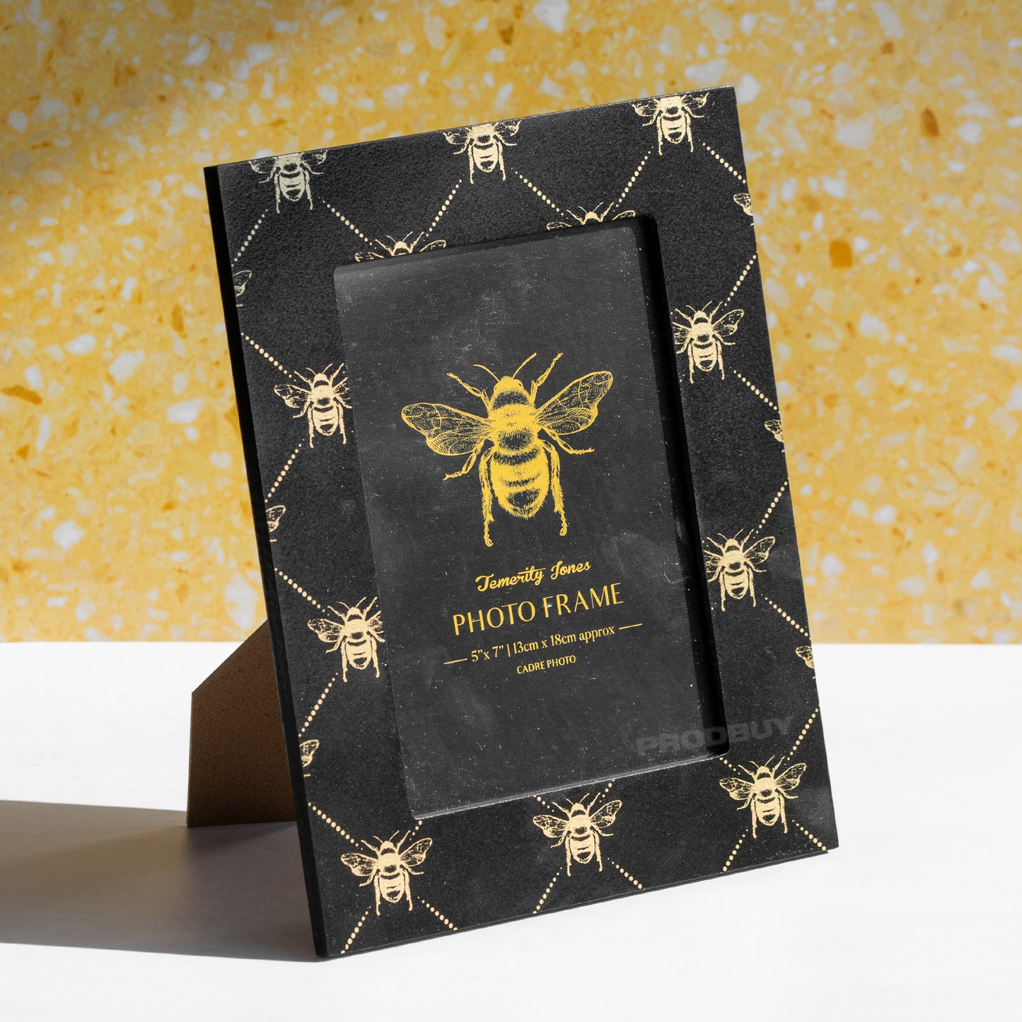 Black & Gold Bees 5x7" Photo Frame Free Standing Picture Holder