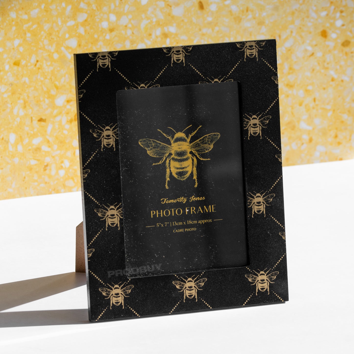 Black & Gold Bees 5x7" Photo Frame Free Standing Picture Holder