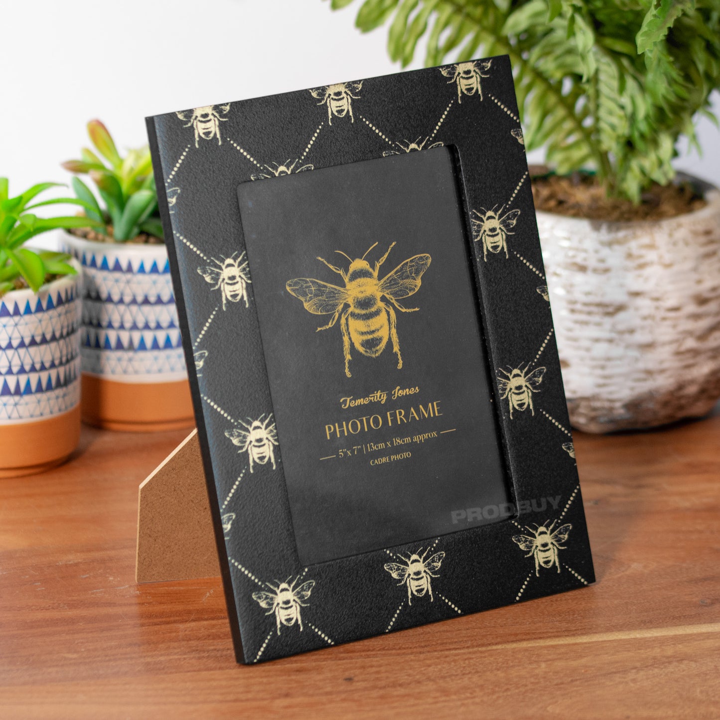 Black & Gold Bees 5x7" Photo Frame Free Standing Picture Holder