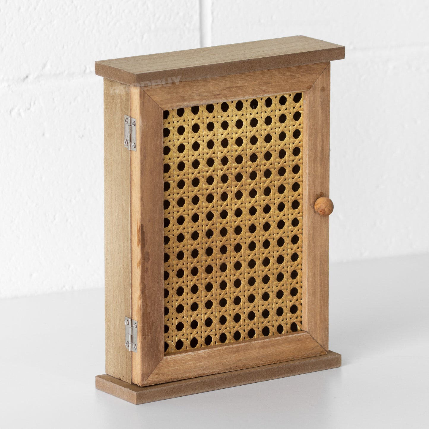 Key Storage Box Wooden Rattan Wall Mounted