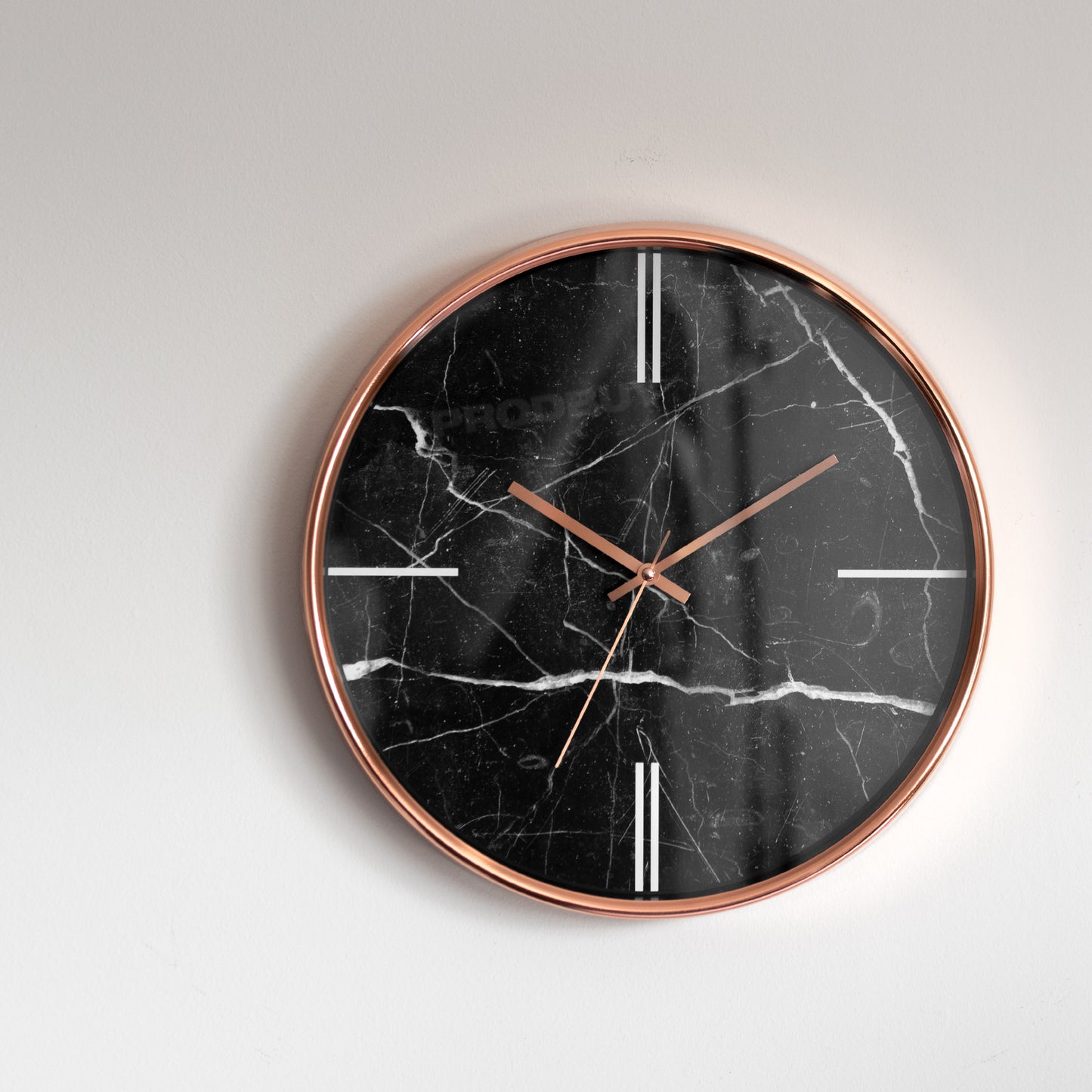 37cm Large Round Marble Face Copper Plastic Surround Wall Clock