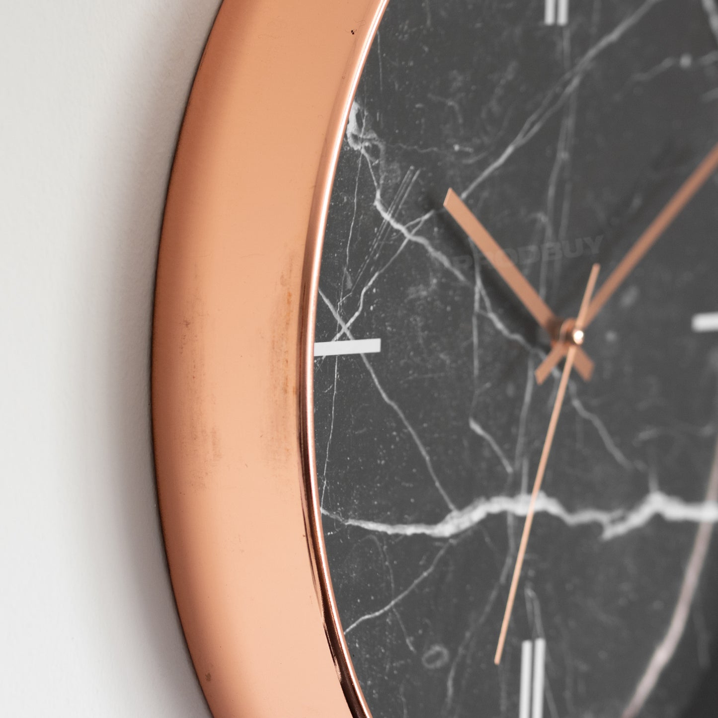 37cm Large Round Marble Face Copper Plastic Surround Wall Clock