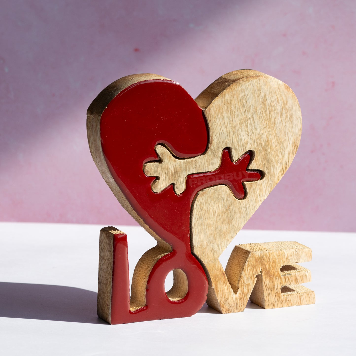 "Love" Wooden Puzzle Block Decorative Ornament Sculpture
