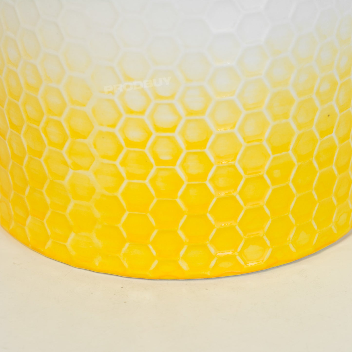 Yellow Honeycomb Kitchen Biscuit Barrel Jar