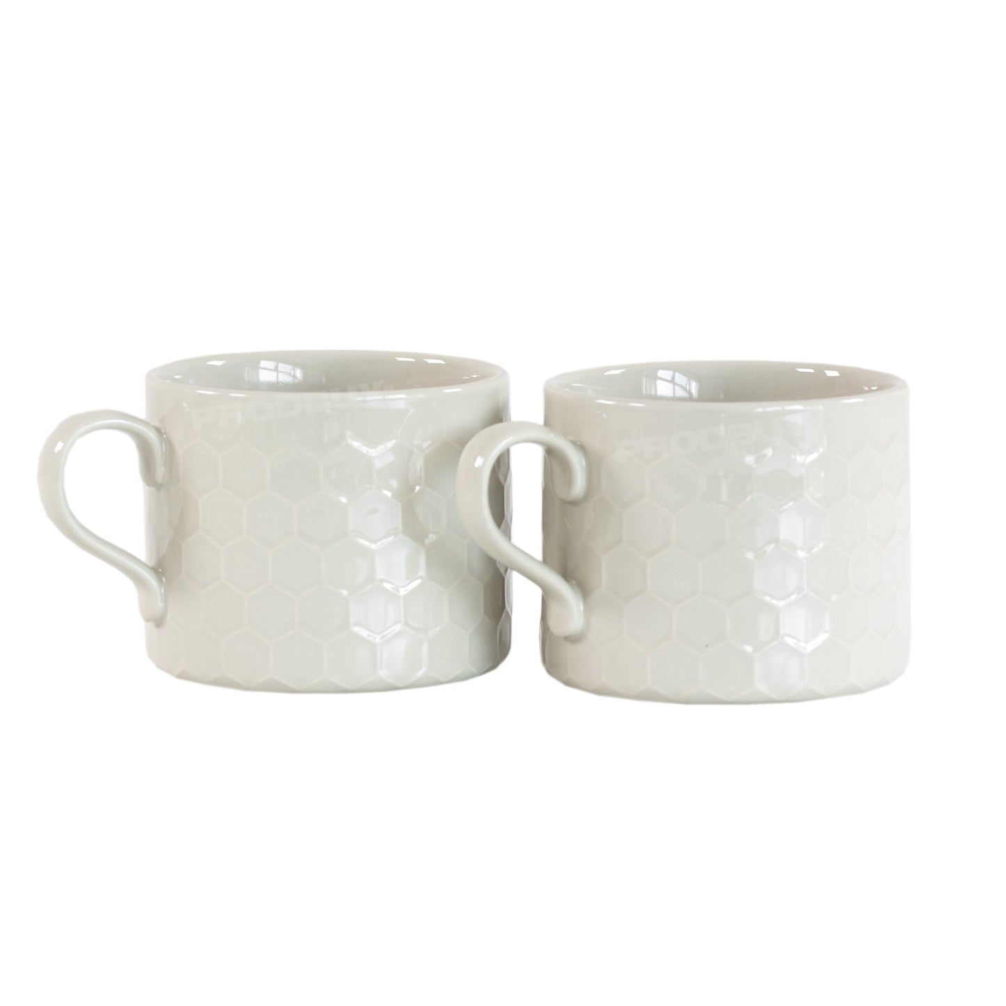 Set of 2 Grey Honeycomb Stoneware Breakfast Mugs