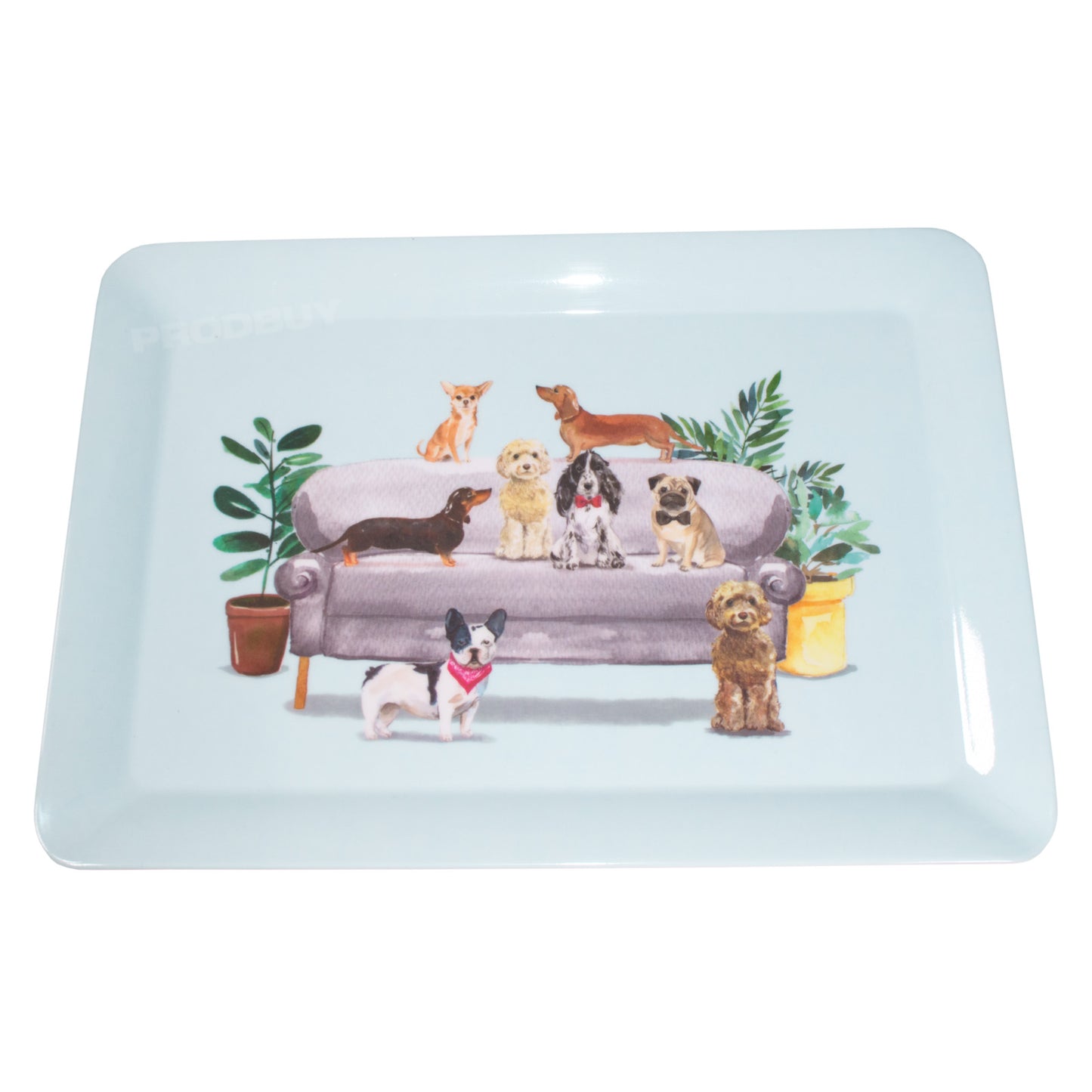 Set of 2 Cute Dogs Melamine Serving Trays
