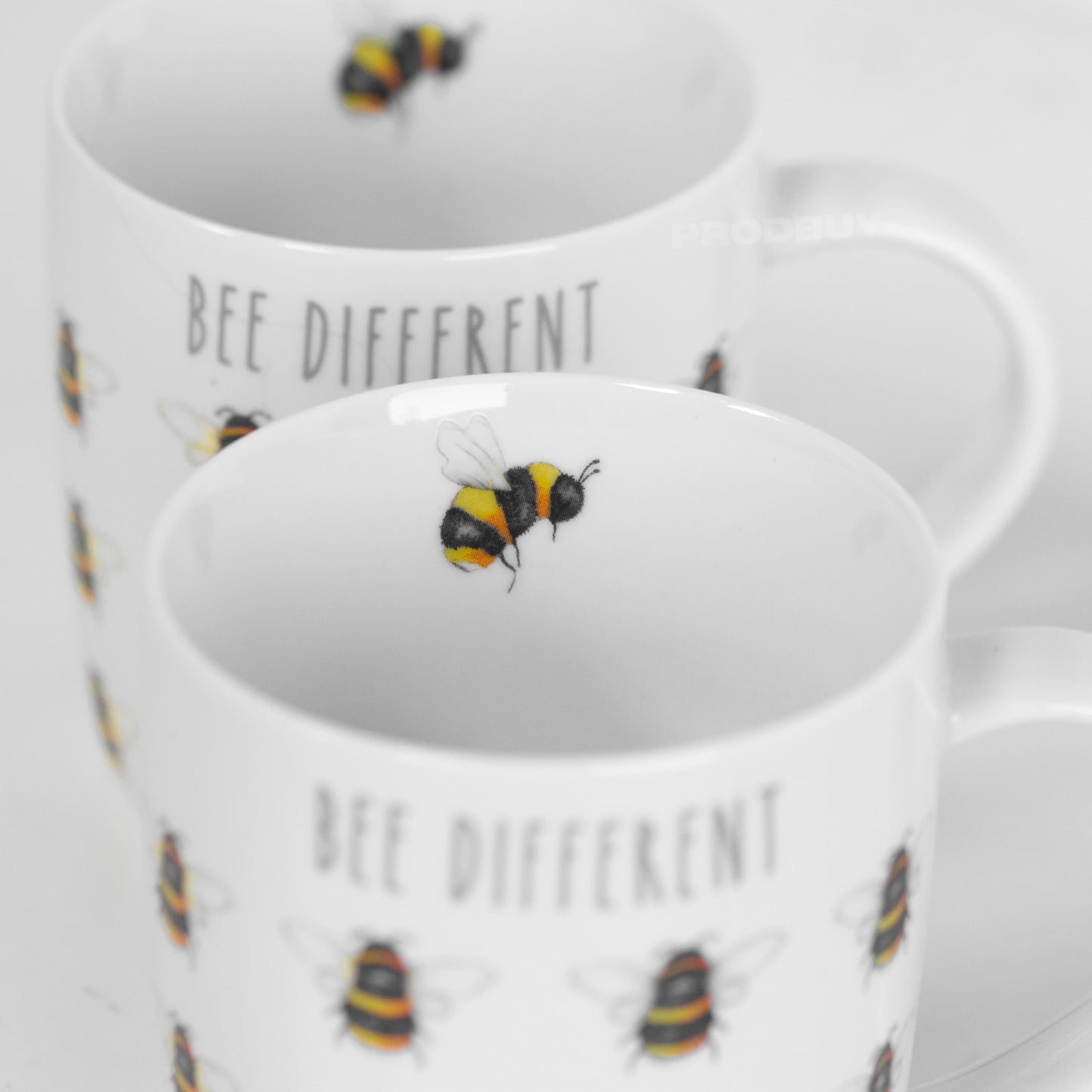Set of 2 White 'Bee Different' Coffee Mugs