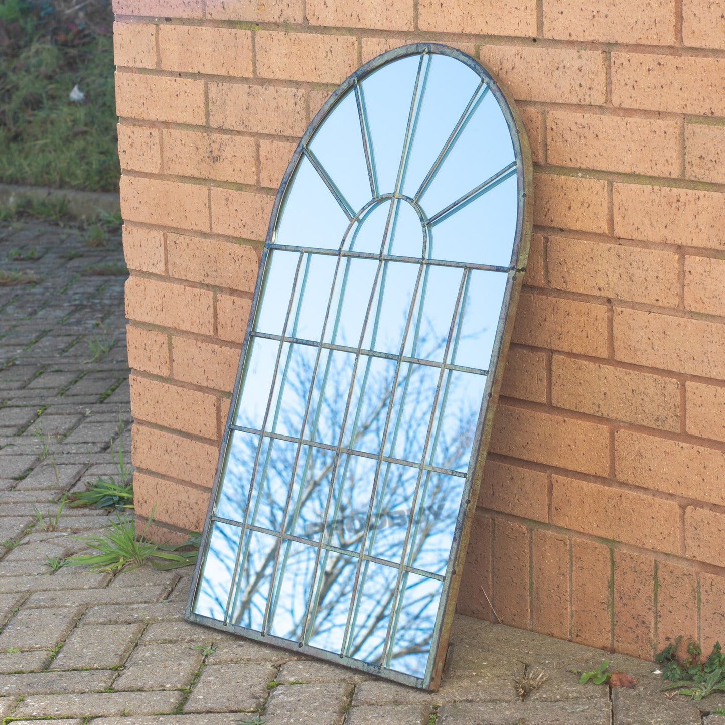 Large 77cm Arch Mirror Window Metal Frame Gothic Arched Arc