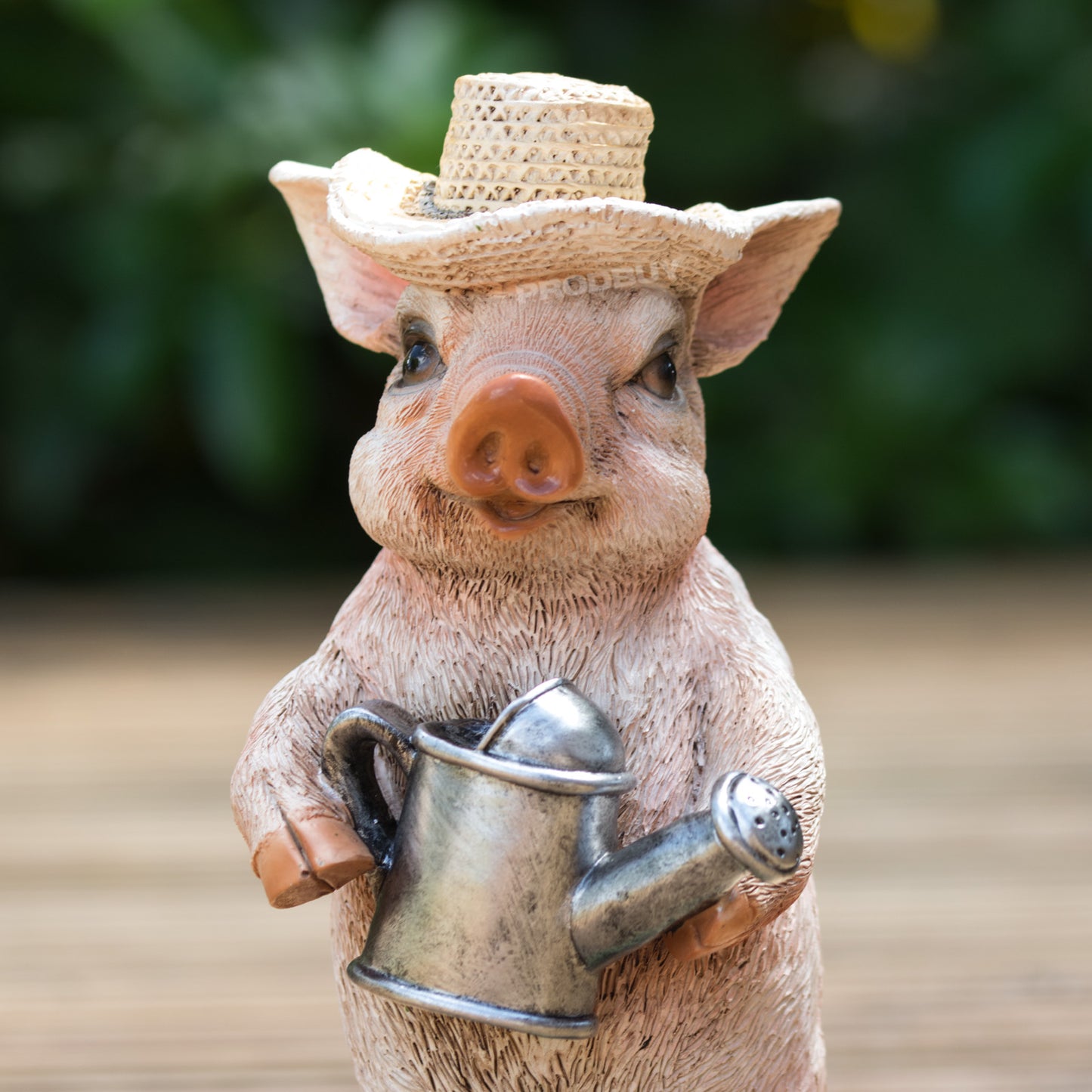 Pig with Watering Can 20cm Resin Garden Ornament