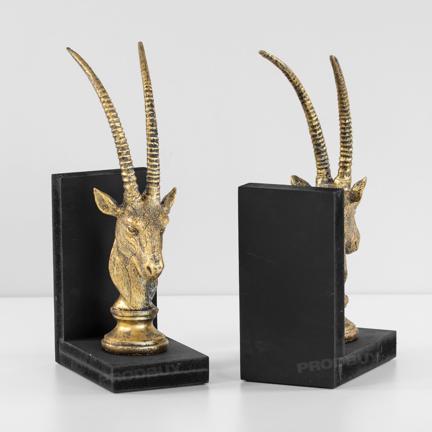 Pair of Gold Resin Antelope Book Ends