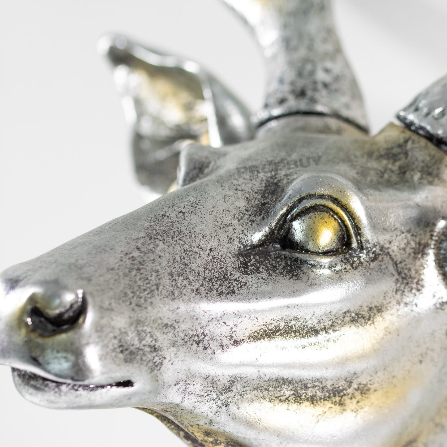 Vintage Antique Style Silver Resin Deer Head Bust Wall Mounted